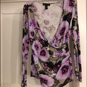 V neck floral blouse (L)